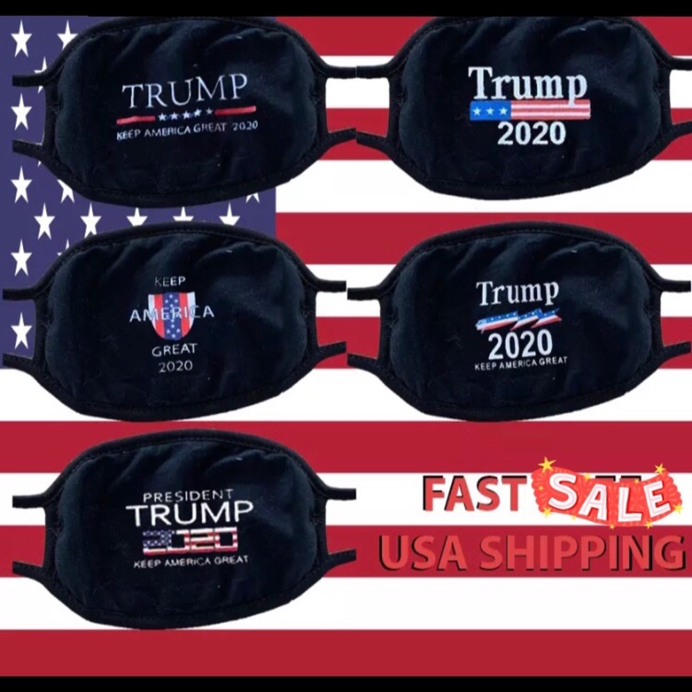 5 pieces Face masks Trump 2020 vote USA black new